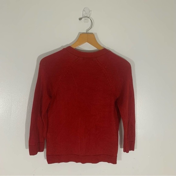 Chaps Women Cardigan Button Sweater V-neck Holly Red Medium - Picture 2 of 7